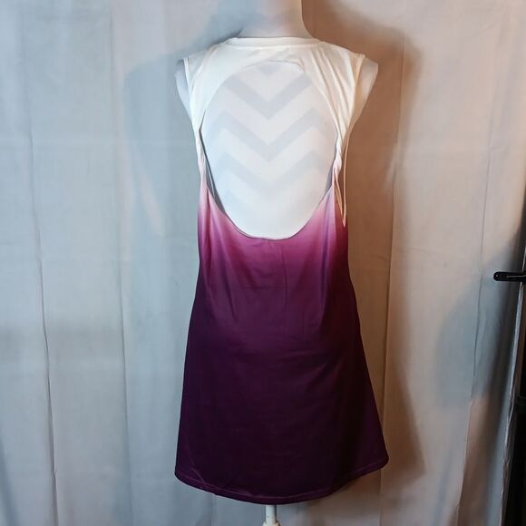 Sleeveless Ombre Backless Dress - Purple and White - Picture 3 of 7